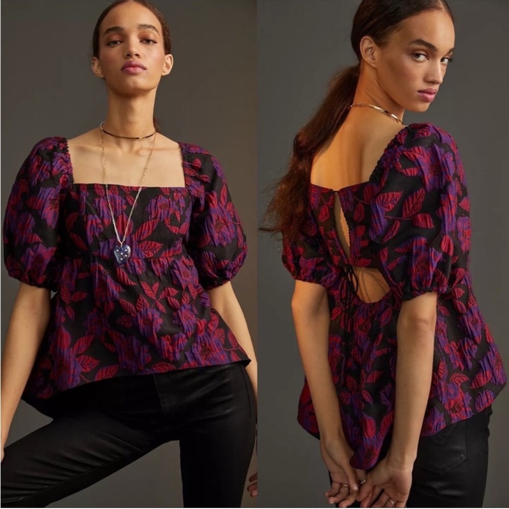 Anthropologie Sachin & Babi Floral Jacquard Blouse